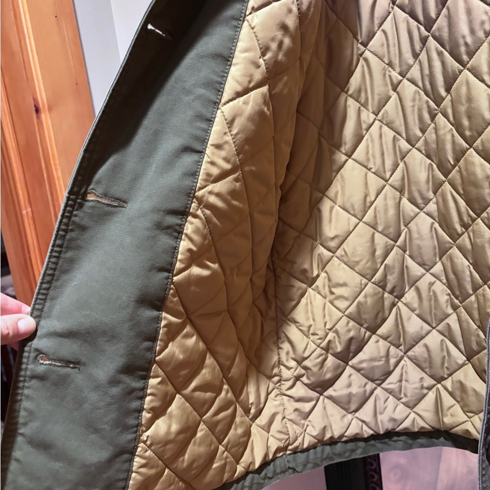 L.L. Bean Women's Olive Jacket with Brown Collar - Picture 4 of 9